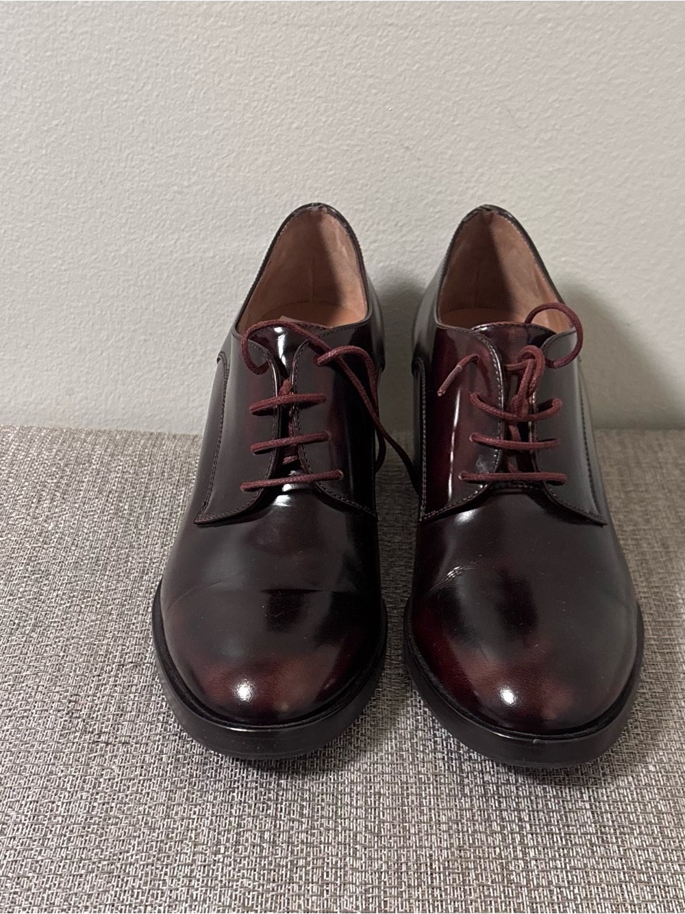 Fratelli Rossetti Burgundy Lace-Up Block Heel Shoes - Picture 3 of 4